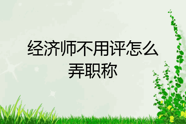经济师不用评怎么弄职称
