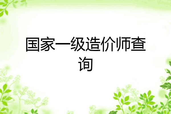 国家一级造价师查询