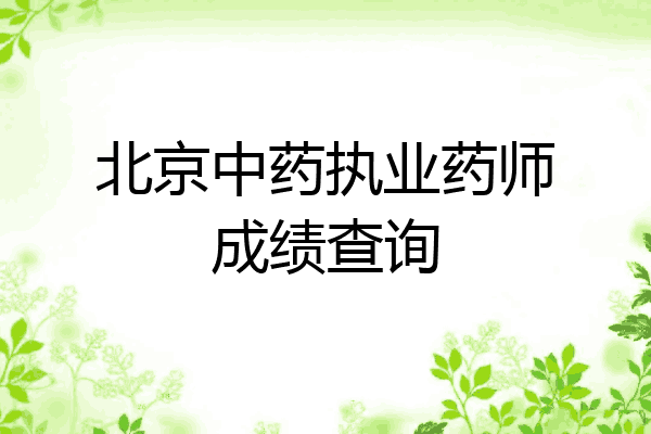 北京中药执业药师成绩查询