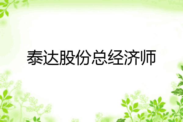泰达股份总经济师