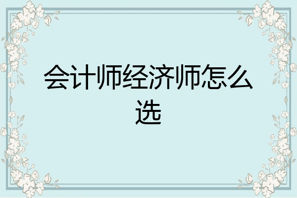 会计师经济师怎么选