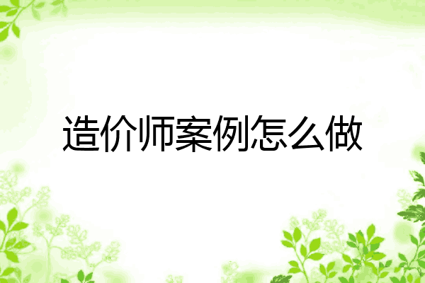 造价师案例怎么做