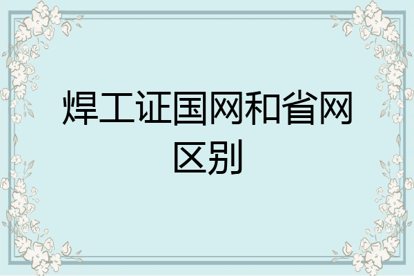 焊工证国网和省网区别
