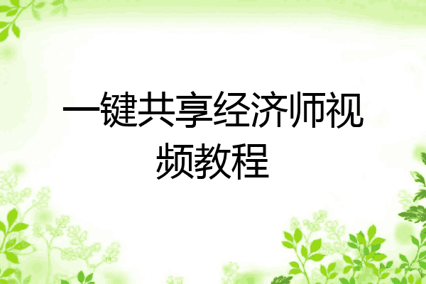 一键共享经济师视频教程