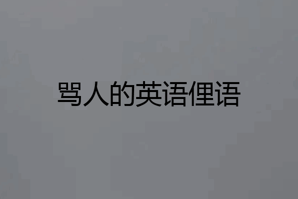 骂人的英语俚语