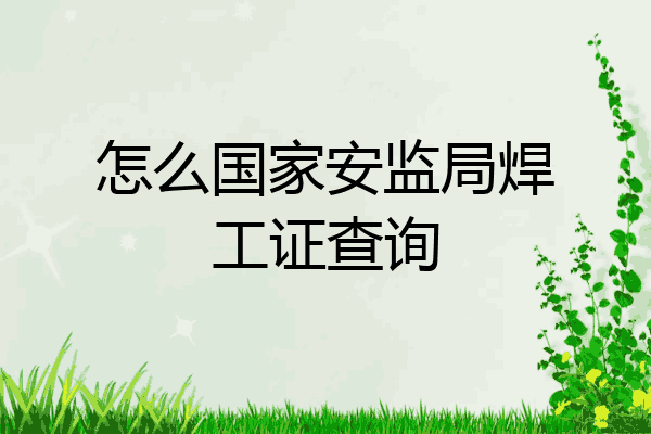 怎么国家安监局焊工证查询