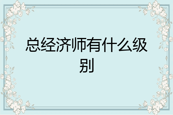 总经济师有什么级别