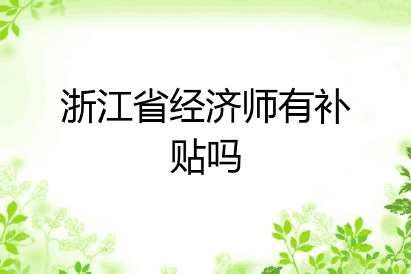 浙江省经济师有补贴吗