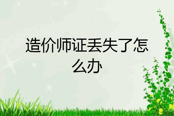造价师证丢失了怎么办