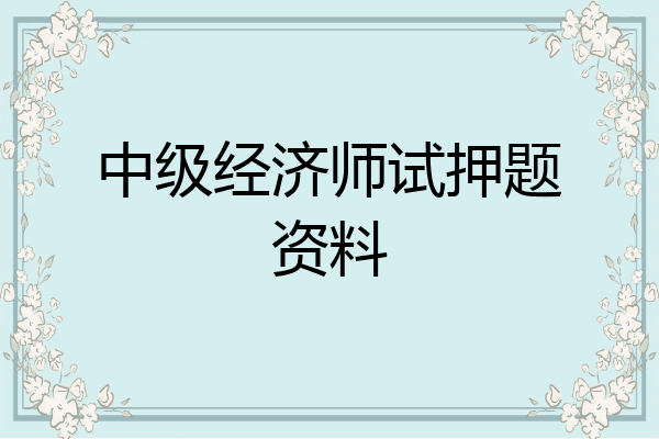 中级经济师试押题资料