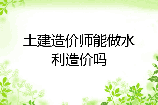 土建造价师能做水利造价吗