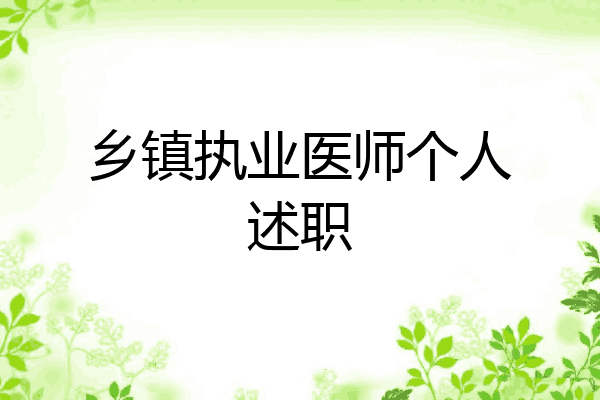 乡镇执业医师个人述职