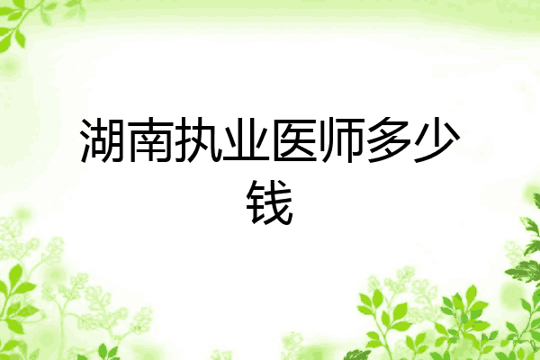 湖南执业医师多少钱