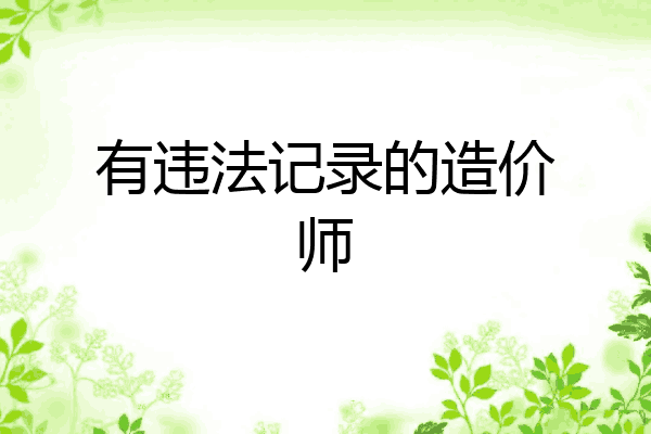 有违法记录的造价师
