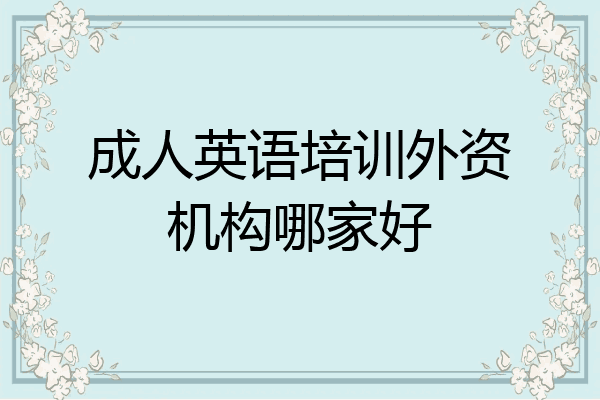 成人英语培训外资机构哪家好