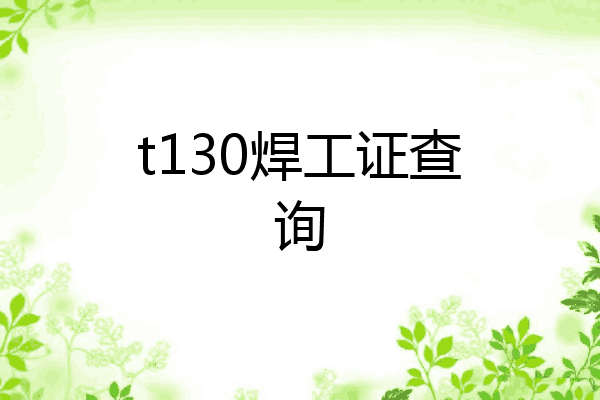 t130焊工证查询