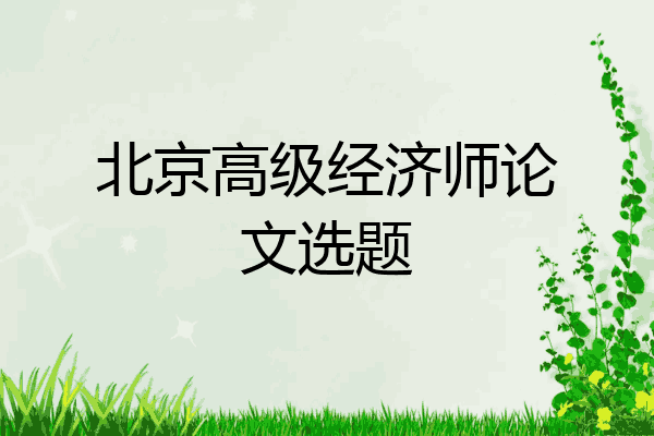 北京高级经济师论文选题