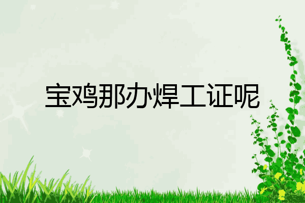 宝鸡那办焊工证呢
