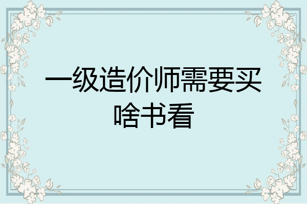 一级造价师需要买啥书看