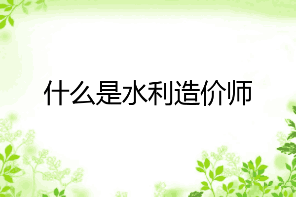 什么是水利造价师