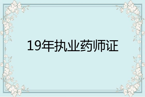 19年执业药师证