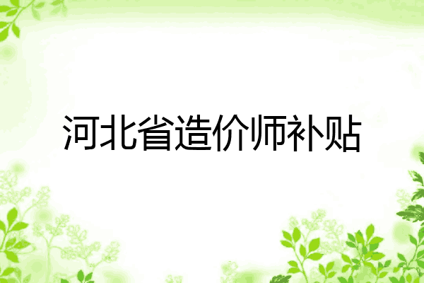 河北省造价师补贴