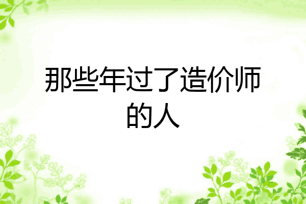那些年过了造价师的人