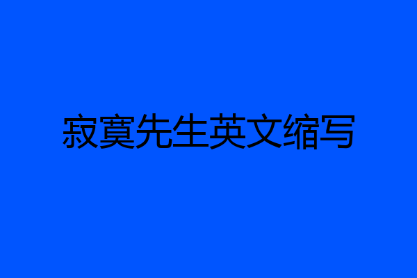 寂寞先生英文缩写