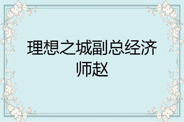 理想之城副总经济师赵