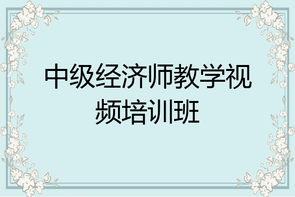 中级经济师教学视频培训班
