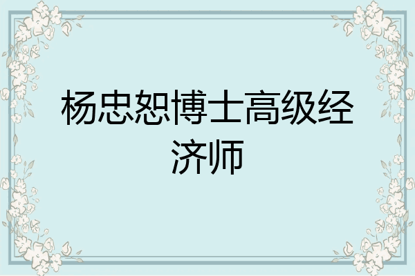 杨忠恕博士高级经济师