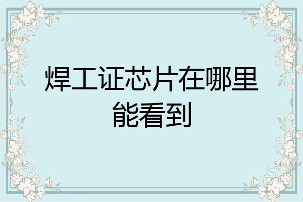 焊工证芯片在哪里能看到