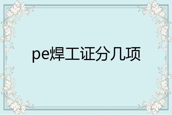 pe焊工证分几项