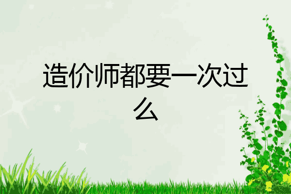 造价师都要一次过么