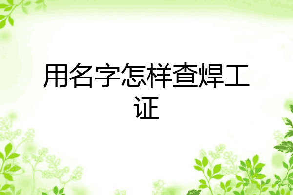 用名字怎样查焊工证