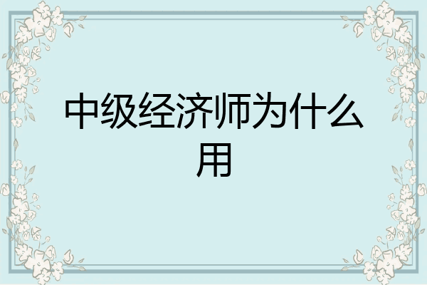 中级经济师为什么用