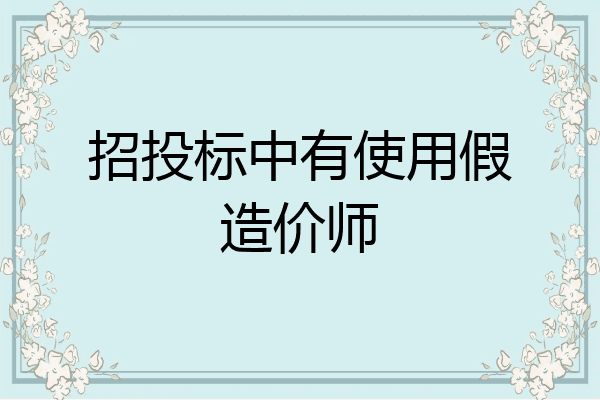 招投标中有使用假造价师