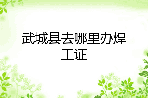 武城县去哪里办焊工证