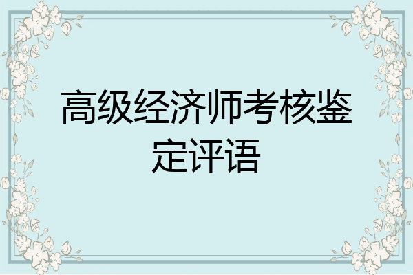 高级经济师考核鉴定评语