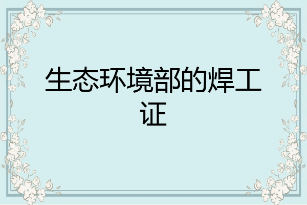 生态环境部的焊工证