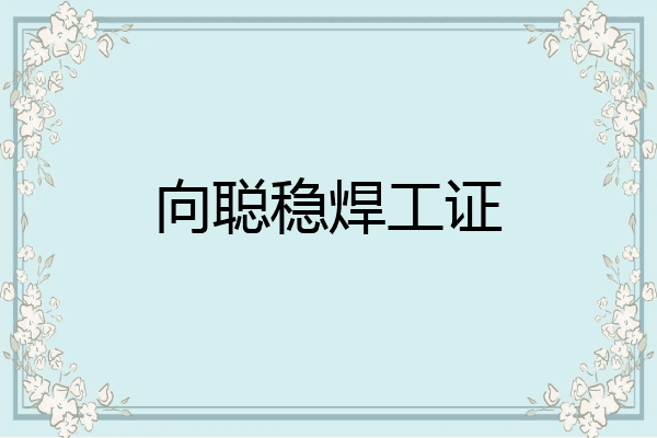 向聪稳焊工证