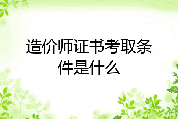 造价师证书考取条件是什么