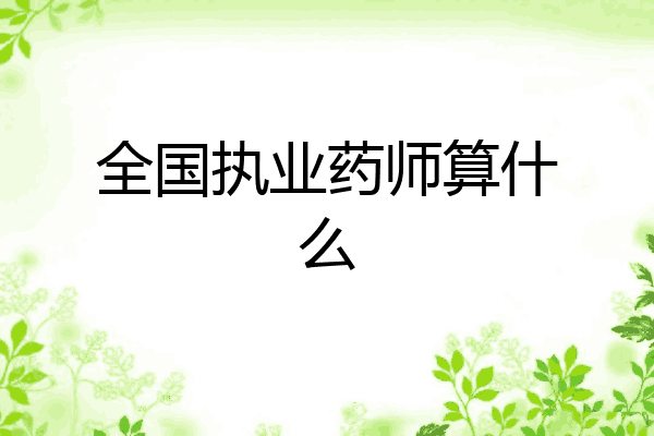全国执业药师算什么