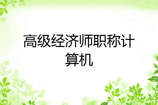 高级经济师职称计算机