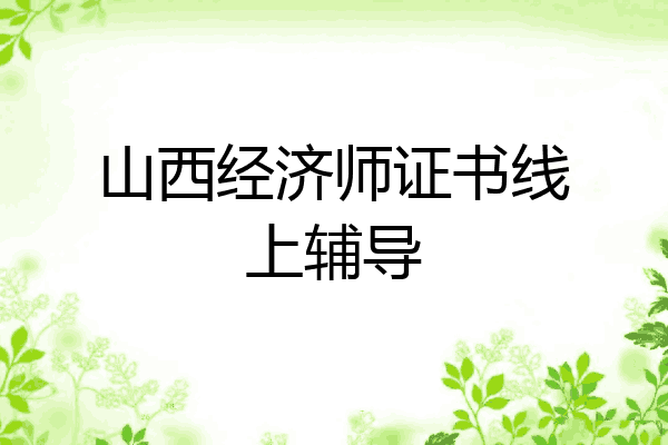 山西经济师证书线上辅导