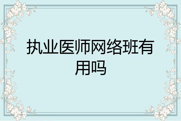 执业医师网络班有用吗