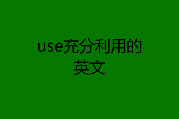 use充分利用的英文