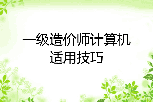 一级造价师计算机适用技巧