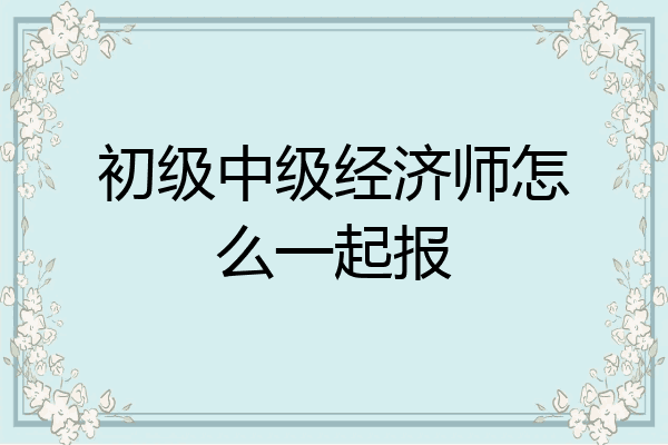 初级中级经济师怎么一起报