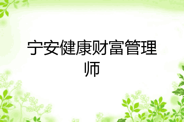 宁安健康财富管理师